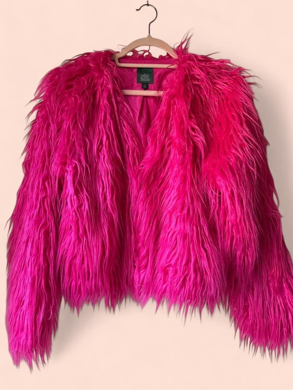 Faux Fur Hot Pink Vintage-Inspired Shaggy Jacket M